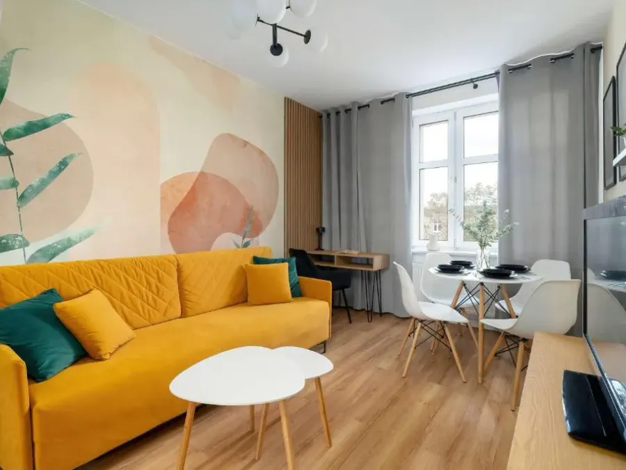 Yellow Apartment in Poznań with Air Conditioning and Desk for Remote Work by Noclegi Renters, photo 1 of 10